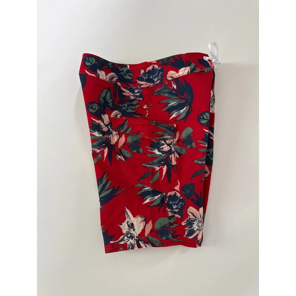 Volcom Kids Red Floral Tropical Board Shorts Swim Trunks Size 25 C0802304